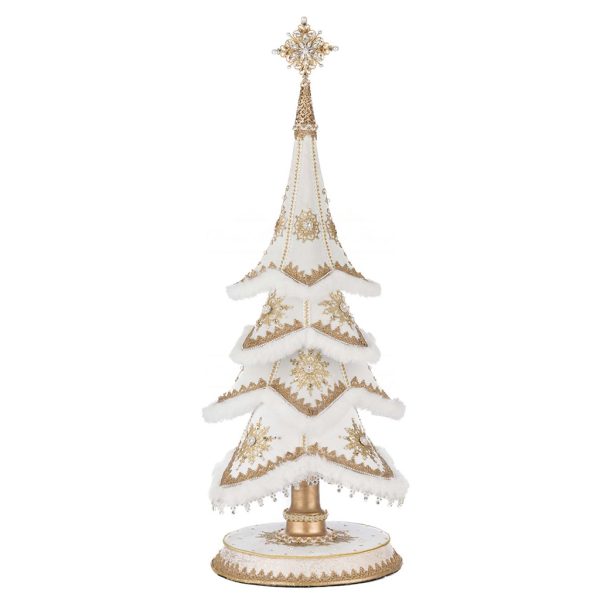 Kc 28 528758 Katherines Collection Christmas Decorative Items Golden Bells Of Brilliance Tabletop Tree Cream White