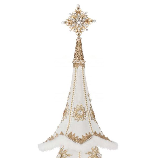 Kc 28 528758 Katherines Collection Christmas Decorative Items Golden Bells Of Brilliance Tabletop Tree Cream White Closeup