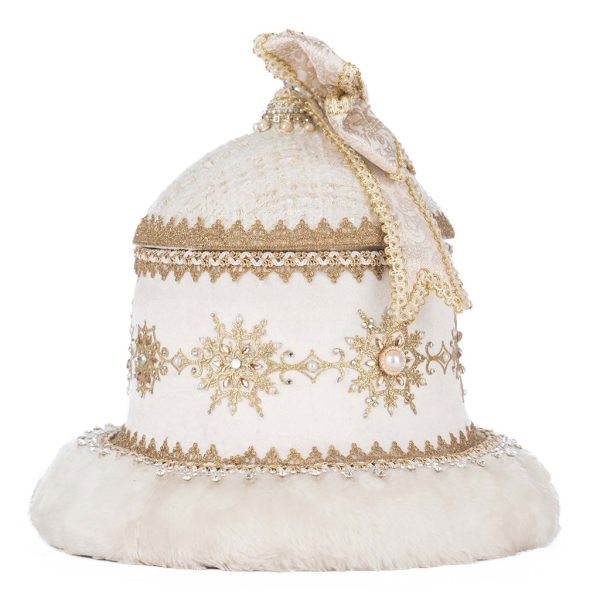 Kc 28 528771 Katherines Collection Christmas Decorative Items Bells Of Brilliance Bell Shaped Candy Container Tabletop Cream White Detail1