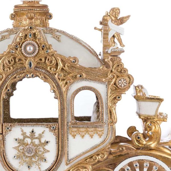 Kc 28 528772 Katherines Collection Christmas Decorative Items Bells Of Brilliance Carriage Cream Gold Closeup