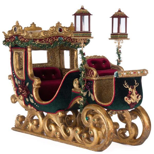 Kc 28 528783 Katherines Collection Christmas Decorative Items Winter Balsam And Berry Sleigh Burgundy Green