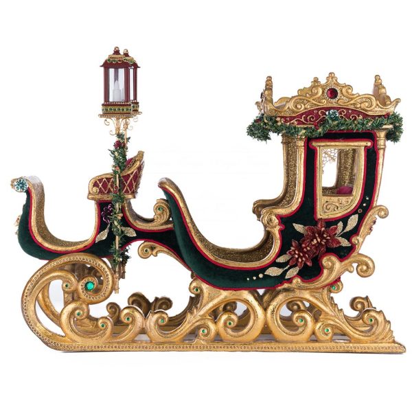 Kc 28 528783 Katherines Collection Christmas Decorative Items Winter Balsam And Berry Sleigh Burgundy Green Detail1