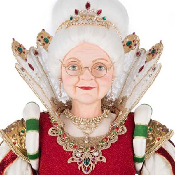 Kc 28 528801 Katherines Collection Christmas Doll Royal Christmas Ball Queen Noelle Claus Of The North Pole Doll Red Green Closeup