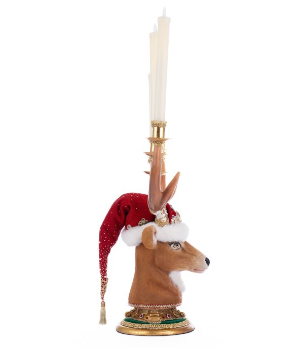 Kc 28 528814 Katherines Collection Christmas Decorative Items Royal Christmas Ball Deer Head Candelabra Tabletop Red Gold Green Detail1