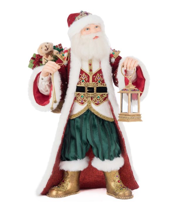 Kc 28 528817 Katherines Collection Christmas Decorative Items Royal Christmas Ball Led King Christopher Claus With Lantern Tabletop Red Green White