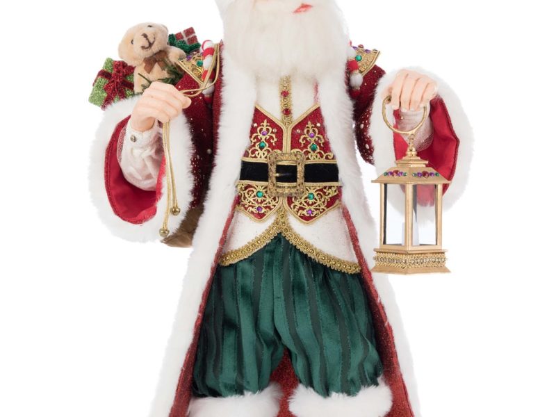 Kc 28 528817 Katherines Collection Christmas Decorative Items Royal Christmas Ball Led King Christopher Claus With Lantern Tabletop Red Green White