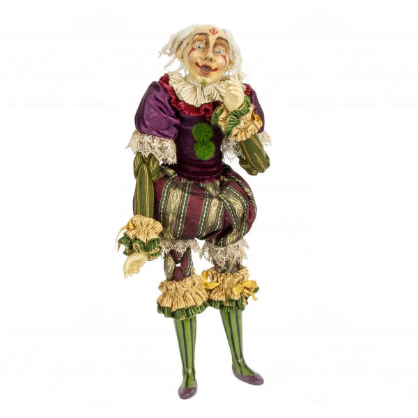 Kc 40742 Katherine S Collection Heritage Collectible Cirque Magique Whistle Smiling Clown Doll Purple Green Cream
