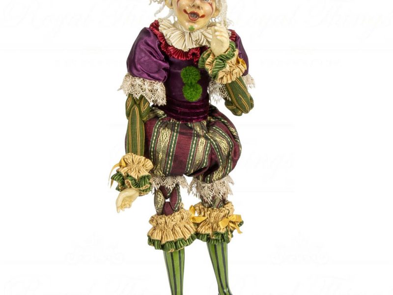 Kc 40742 Katherine S Collection Heritage Collectible Cirque Magique Whistle Smiling Clown Doll Purple Green Cream