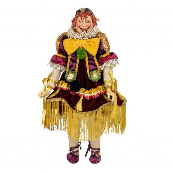 Kc 60003 Katherine S Collection Heritage Collectible Cirque Magique Lola Du Rire Clown Doll Yellow Burgundy Whitout Flowers