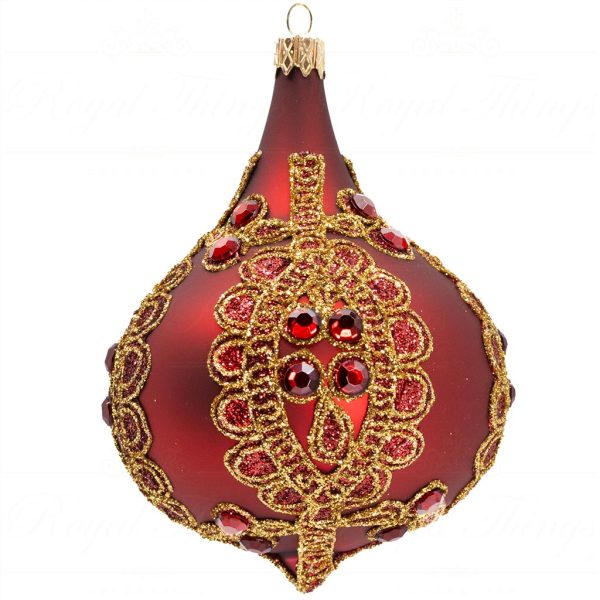 Kc L04 21738 Katherine S Collection Christmas Balls Glass Jewel Medaillon Ball Red Gold Vari Drop