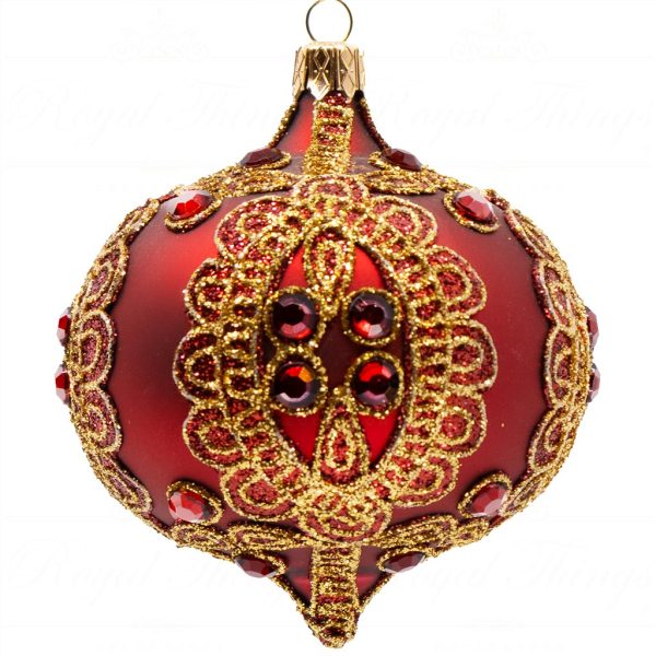 Kc L04 21738 Katherine S Collection Christmas Balls Glass Jewel Medaillon Ball Red Gold Vari Onion