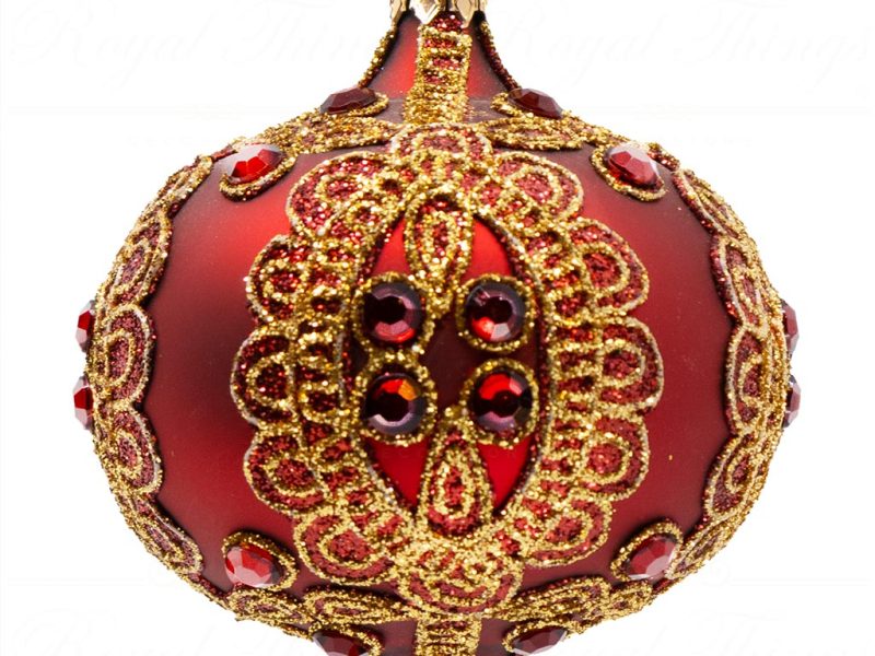 Kc L04 21738 Katherine S Collection Christmas Balls Glass Jewel Medaillon Ball Red Gold Vari Onion