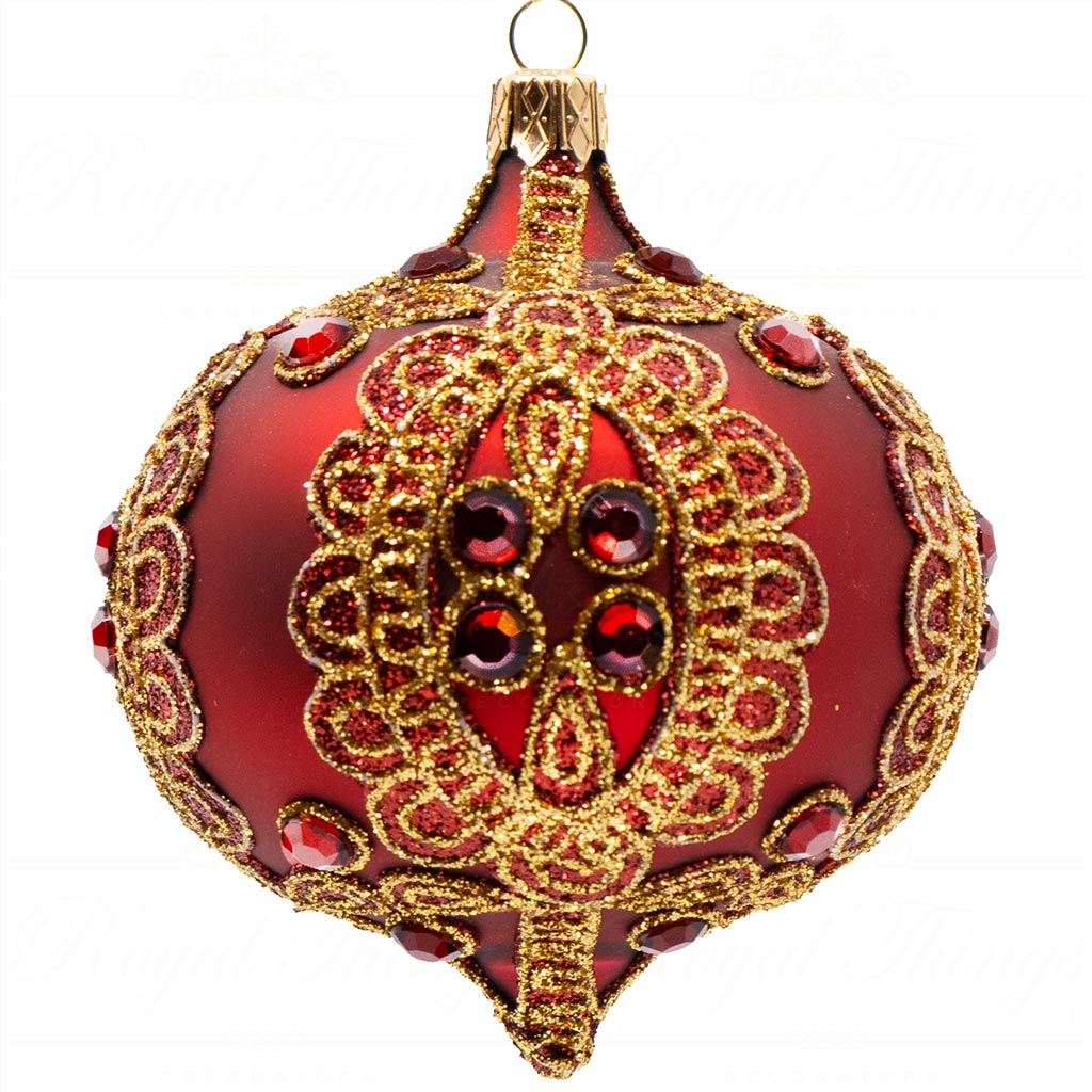KC L04 21738 katherine s collection christmas balls glass jewel medaillon ball red gold vari onion Kc L04 21738 Katherine S Collection Christmas Balls Glass Jewel Medaillon Ball Red Gold Vari Onion