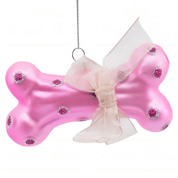 Kc Tr 03 52635 Katherines Collection Christmas Ornaments Glass Fashion Dog Bone White Pink Vari Light Pink