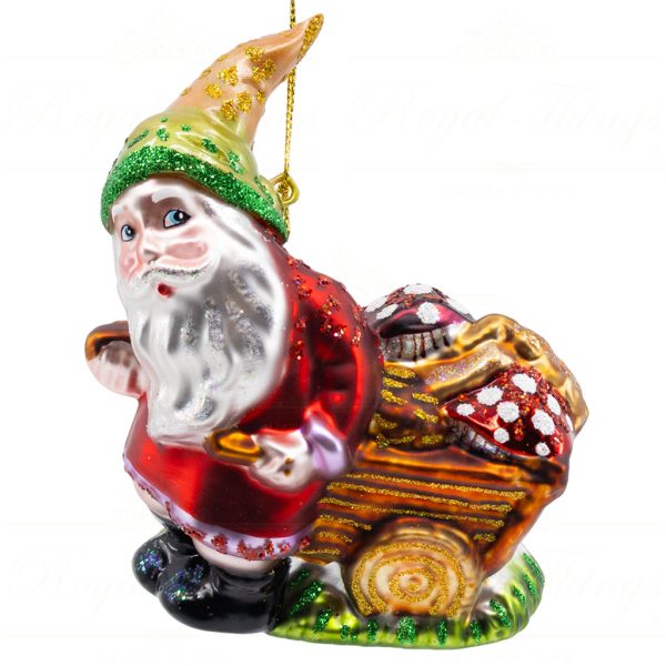 Kc Tr 04 13415 Katherines Collection Christmas Ornaments Glass Woodland Gnome On The Move Red Green Brown