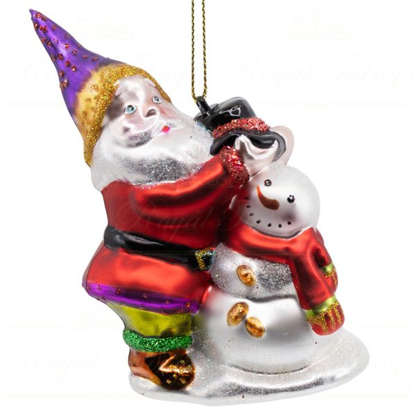 Kc Tr 04 75754 Katherines Collection Christmas Ornaments Glass Gnome And Snowman Having Fun Red White Multicolor