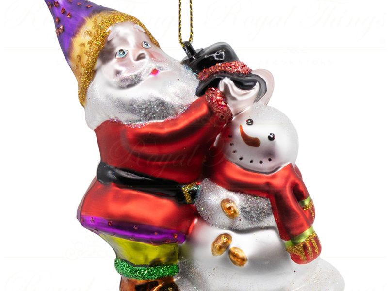Kc Tr 04 75754 Katherines Collection Christmas Ornaments Glass Gnome And Snowman Having Fun Red White Multicolor