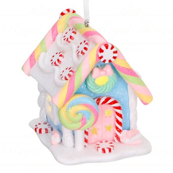 Kl 60565 Goodwill Christmas Ornaments Led Clay Gingerbread House Ornament Pink Blue White A