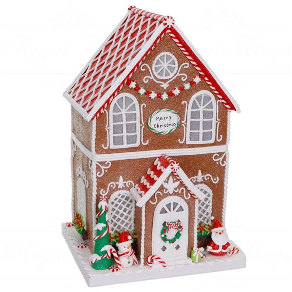 Kl 60568 Goodwill Christmas Decorative Items Led Clay Gingerbread House Tabletop Brown Red