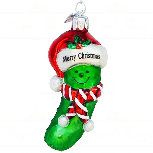 Ksa Nb1053 Kurt S Adler Christmas Glass Ornament Noble Gems S Pickle Me Green Red Ok