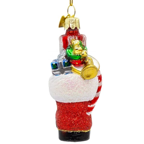 Ksa Nb1842 Kurt S Adler Christmas Glass Ornament Noble Gems S Santa Boot With Ornaments Back Red White