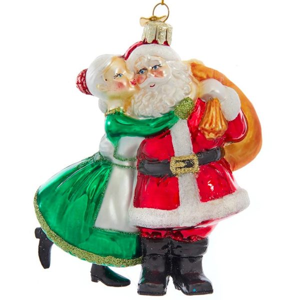 Ksa Nbx0021 Kurt S Adler Christmas Glass Ornament Noble Gems S Mr And Mrs Claus Front Green Red
