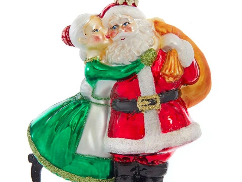Ksa Nbx0021 Kurt S Adler Christmas Glass Ornament Noble Gems S Mr And Mrs Claus Front Green Red