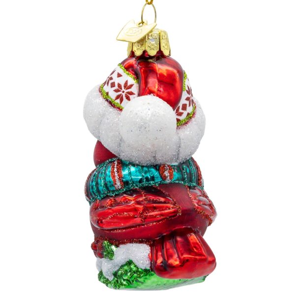 Ksa Nbx0186 Kurt S Adler Christmas Glass Ornament Noble Gems S Winter Cardinal Back White Red