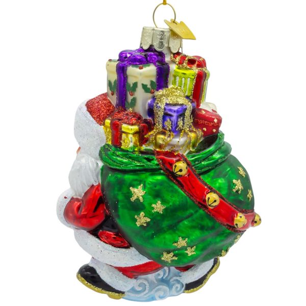 Ksa Nbx0203 Kurt S Adler Christmas Glass Ornament Noble Gems S Santa With Presents Back White Red