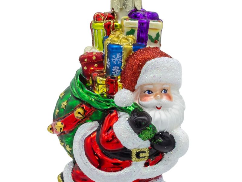 Ksa Nbx0203 Kurt S Adler Christmas Glass Ornament Noble Gems S Santa With Presents Front White Red