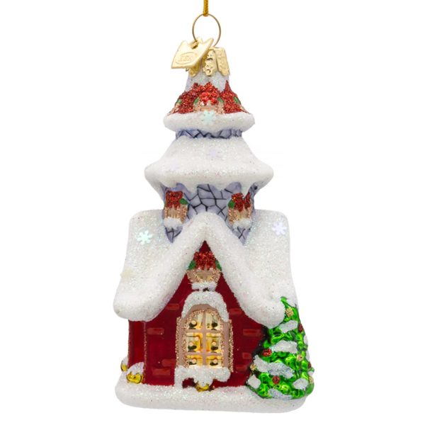 Ksa Nbx0212 Kurt S Adler Christmas Glass Ornament Noble Gems S Christmas House Back White Brown