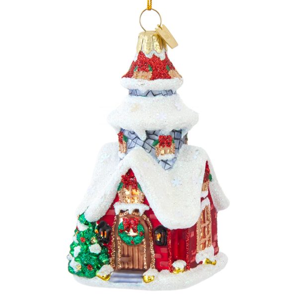 Ksa Nbx0212 Kurt S Adler Christmas Glass Ornament Noble Gems S Christmas House Front White Brown