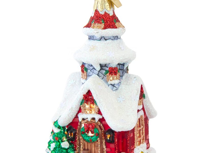 Ksa Nbx0212 Kurt S Adler Christmas Glass Ornament Noble Gems S Christmas House Front White Brown