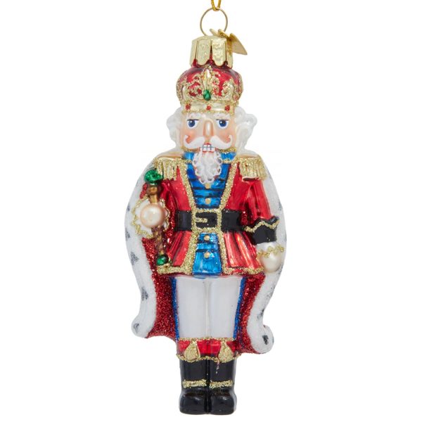 Ksa Nbx0228 Kurt S Adler Christmas Glass Ornament Noble Gems S King Nutcracker Front White Red