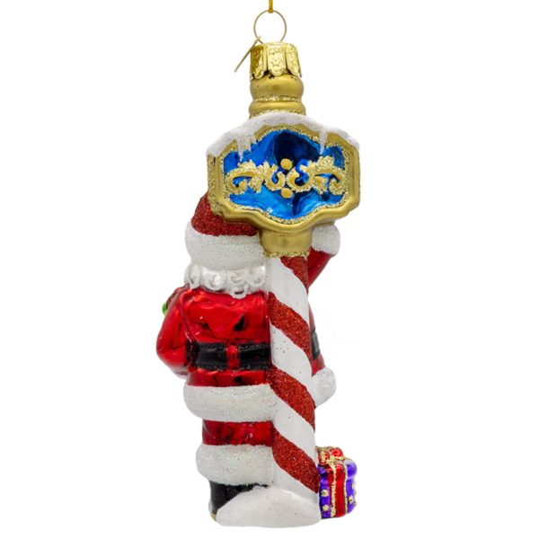 Ksa Nbx0232 Kurt S Adler Christmas Glass Ornament Noble Gems S Santa At North Pole Back White Red