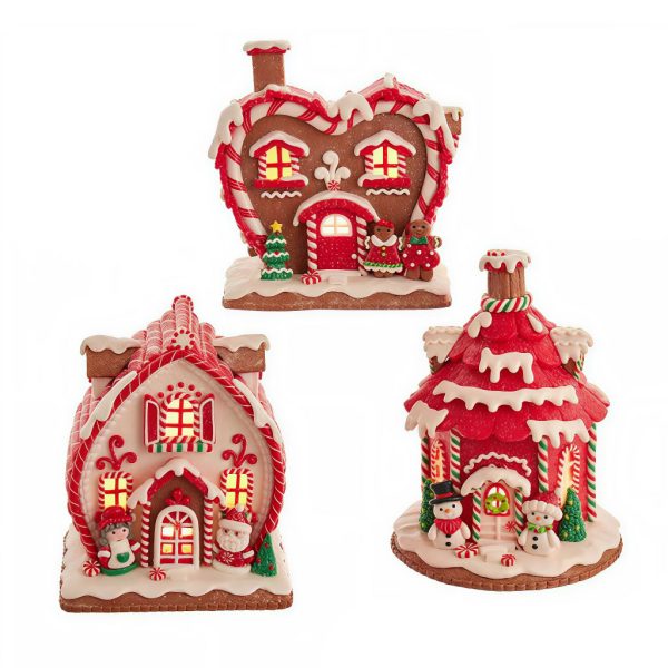 Ksa Gbj0019 Kurt S Adler Christmas Decorative Items Candy Gingerbread House Red White Brown