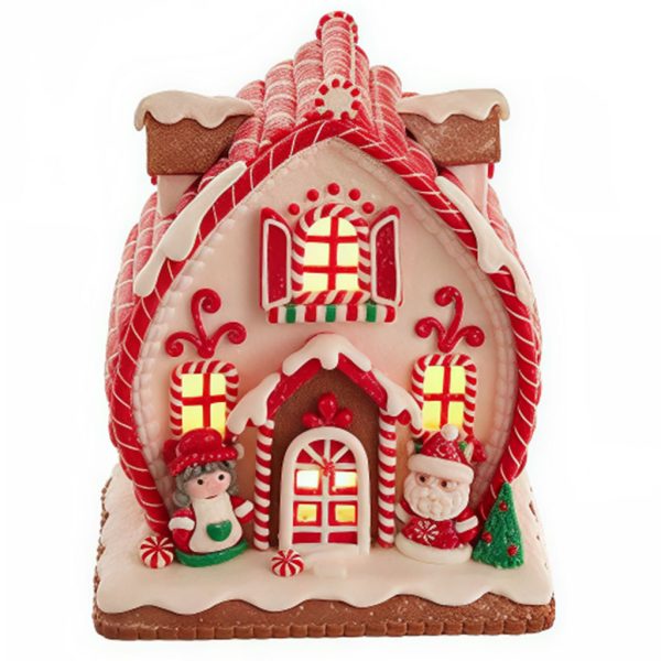Ksa Gbj0019 Kurt S Adler Christmas Decorative Items Candy Gingerbread House Red White Brown Vari B