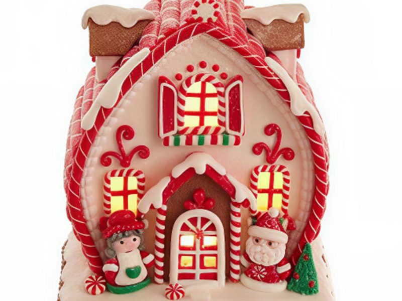 Ksa Gbj0019 Kurt S Adler Christmas Decorative Items Candy Gingerbread House Red White Brown Vari B