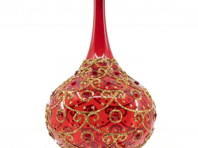 L 21706 Goodwill Christmas Balls Glass Festive Bling Ball Red Gold Vari Drop