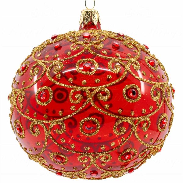 L 21706 Goodwill Christmas Balls Glass Festive Bling Ball Red Gold Vari Round