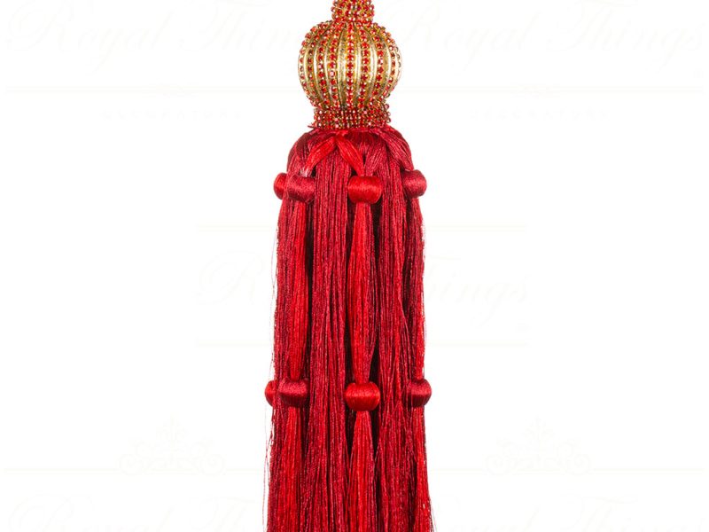 L 33119 Goodwill Christmas Ornaments Jewel Ball Top Tassel Red Gold