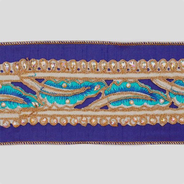 L 33173 Goodwill Ribbons Dupion Peacock Trim Ribbon Purple Blue Gold