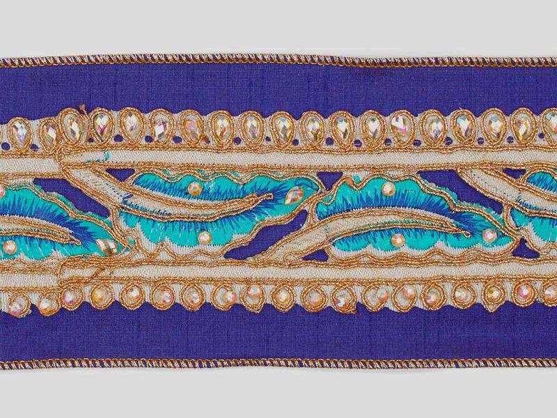 L 33173 Goodwill Ribbons Dupion Peacock Trim Ribbon Purple Blue Gold
