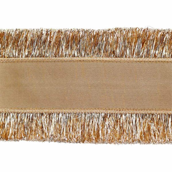 L 36513 Christmas Decorative Items Dupion Tinsel Trims Ribbon Brown Gold
