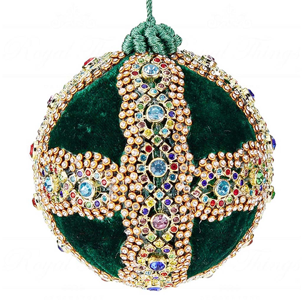 L 36579 goodwill christmas balls velvet jewel cross ball red green multi vari green L 36579 Goodwill Christmas Balls Velvet Jewel Cross Ball Red Green Multi Vari Green