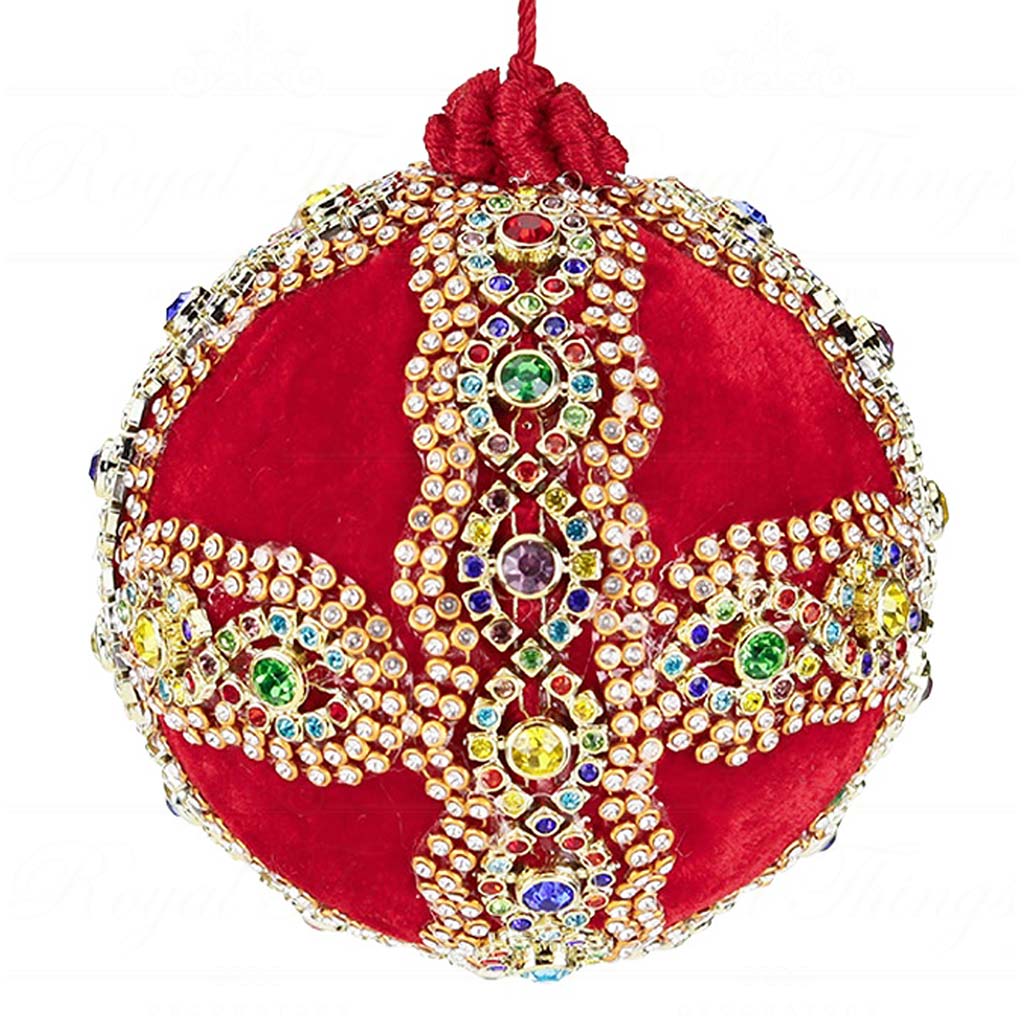 L 36579 goodwill christmas balls velvet jewel cross ball red green multi vari red L 36579 Goodwill Christmas Balls Velvet Jewel Cross Ball Red Green Multi Vari Red