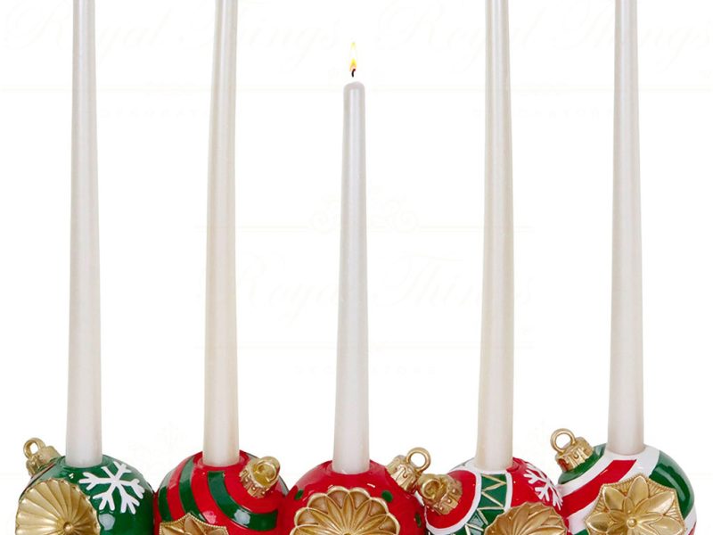 Lex 10018 Goodwill Christmas Decorative Items Xmas Reflector Balls Candle Holder Tabletop Red Green Gold
