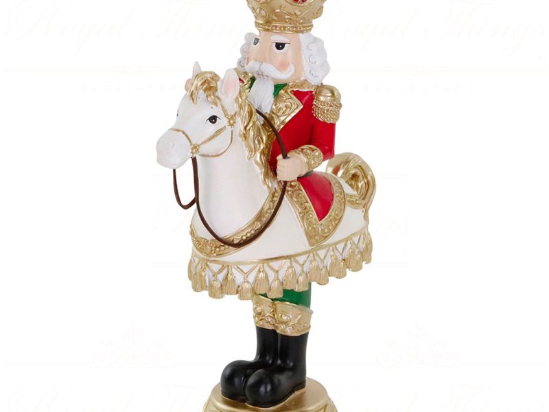 Lex 10023 Goodwill Christmas Decorative Items Nutcracker With Toy Horse Tabletop Cream Red Gold