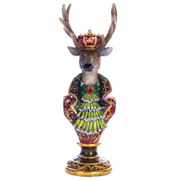 Lt 99000 Goodwill Christmas Decorative Items Royal Deer Bust Tabletop Brown Burgundy Green Gold