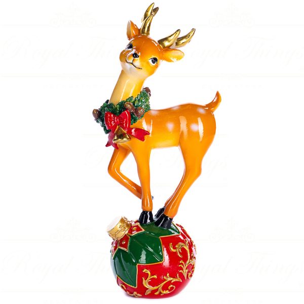 Lt 99003 Goodwill Christmas Decorative Items Xmas Deer On Ball Tabletop Brown Red Green